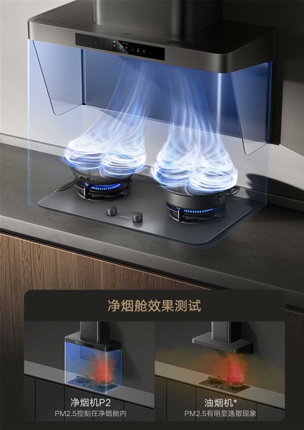 小米全新净烟旗舰！米家智能净烟机P2开售：支持CO、燃气泄露提醒 首发3799元(图2)